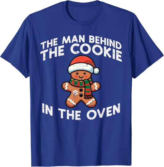 Christmas Pregnancy Man Behind Cookie Oven Xmas Husband Men T-Shirt - T-Shirt | Royal