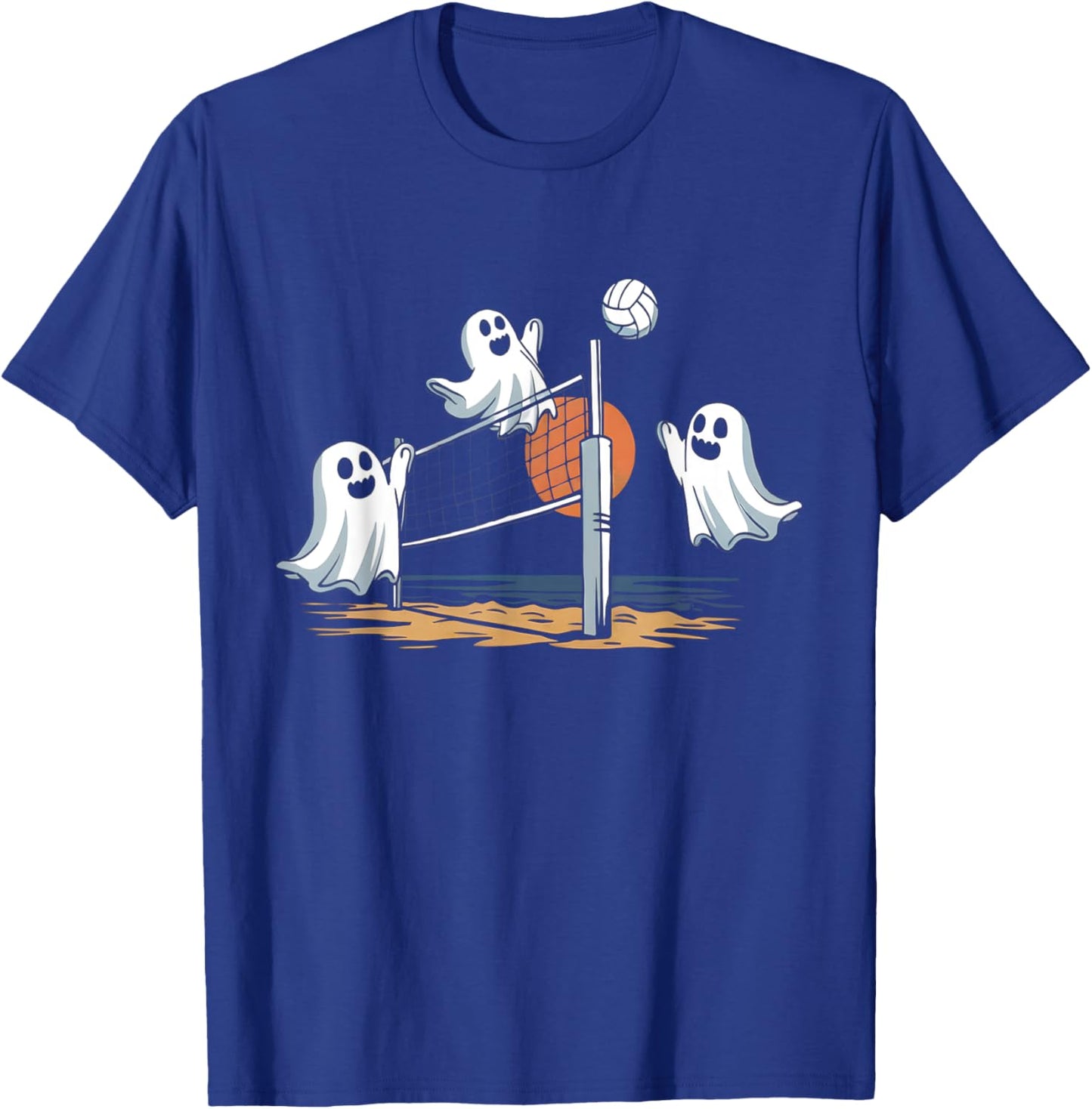 Funny Volleyball Halloween Ghost-Volleyball Sports Lovers T-Shirt - T-Shirt | Royal