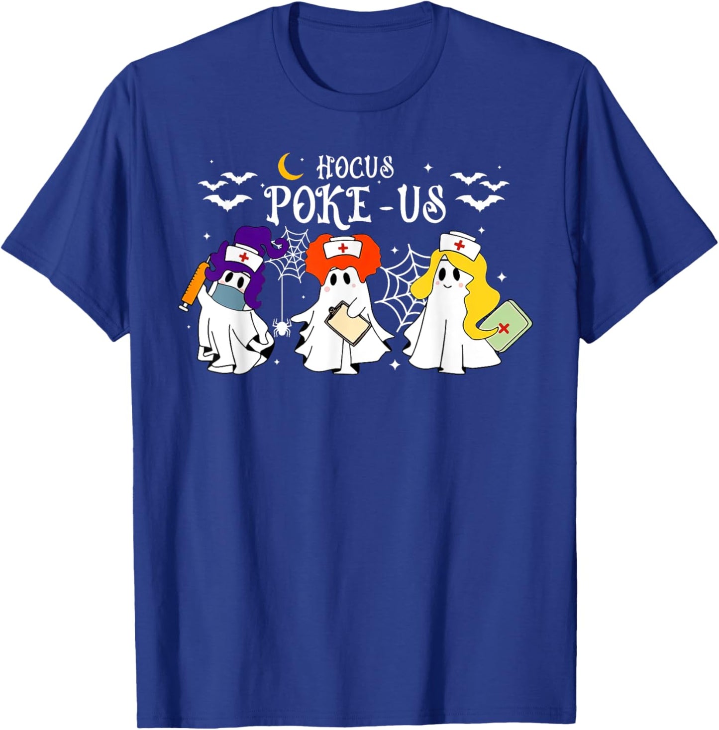 Hocus Poke-us Witch Nurse Halloween Medical Lab Tech Spooky T-Shirt - T-Shirt | Royal