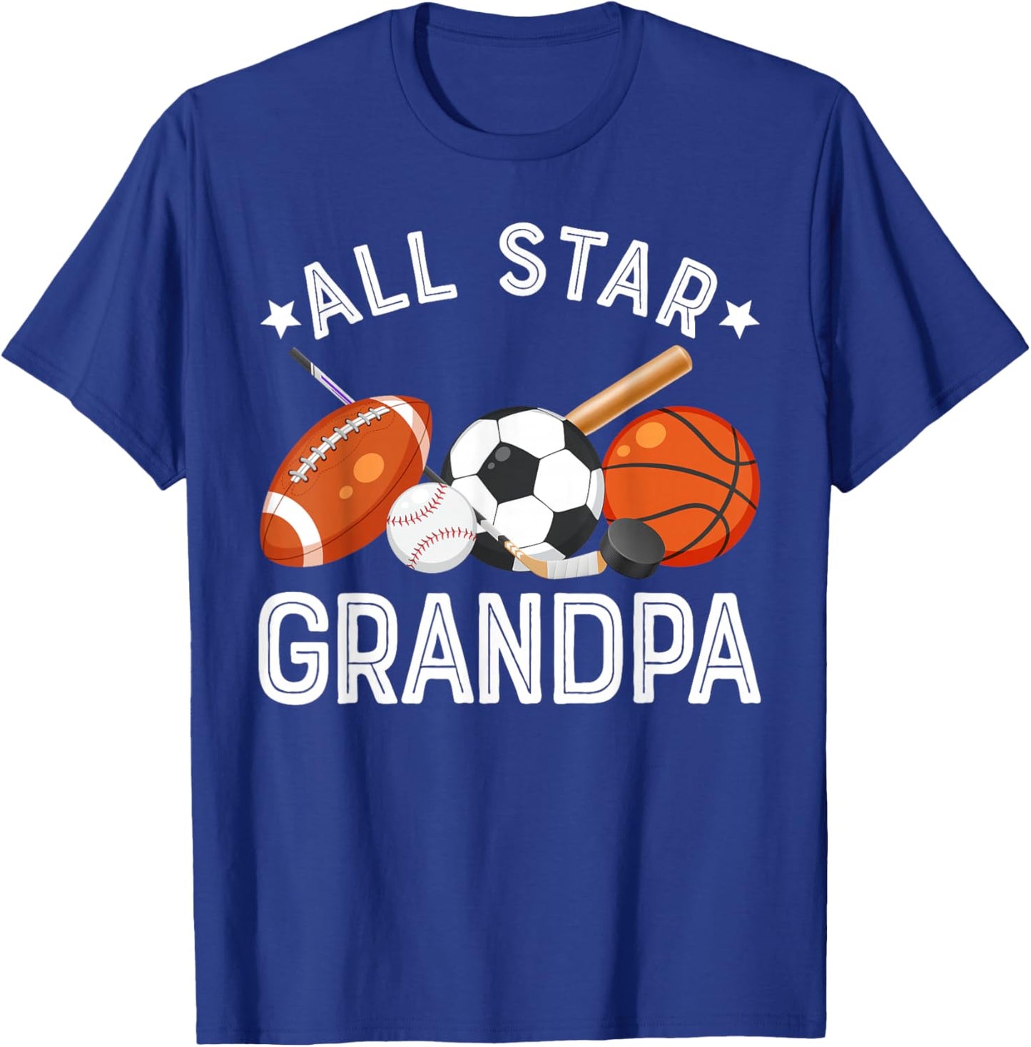 All Star Grandpa Of The Birthday Boy Basketball Soccer Sport T-Shirt - T-Shirt | Royal