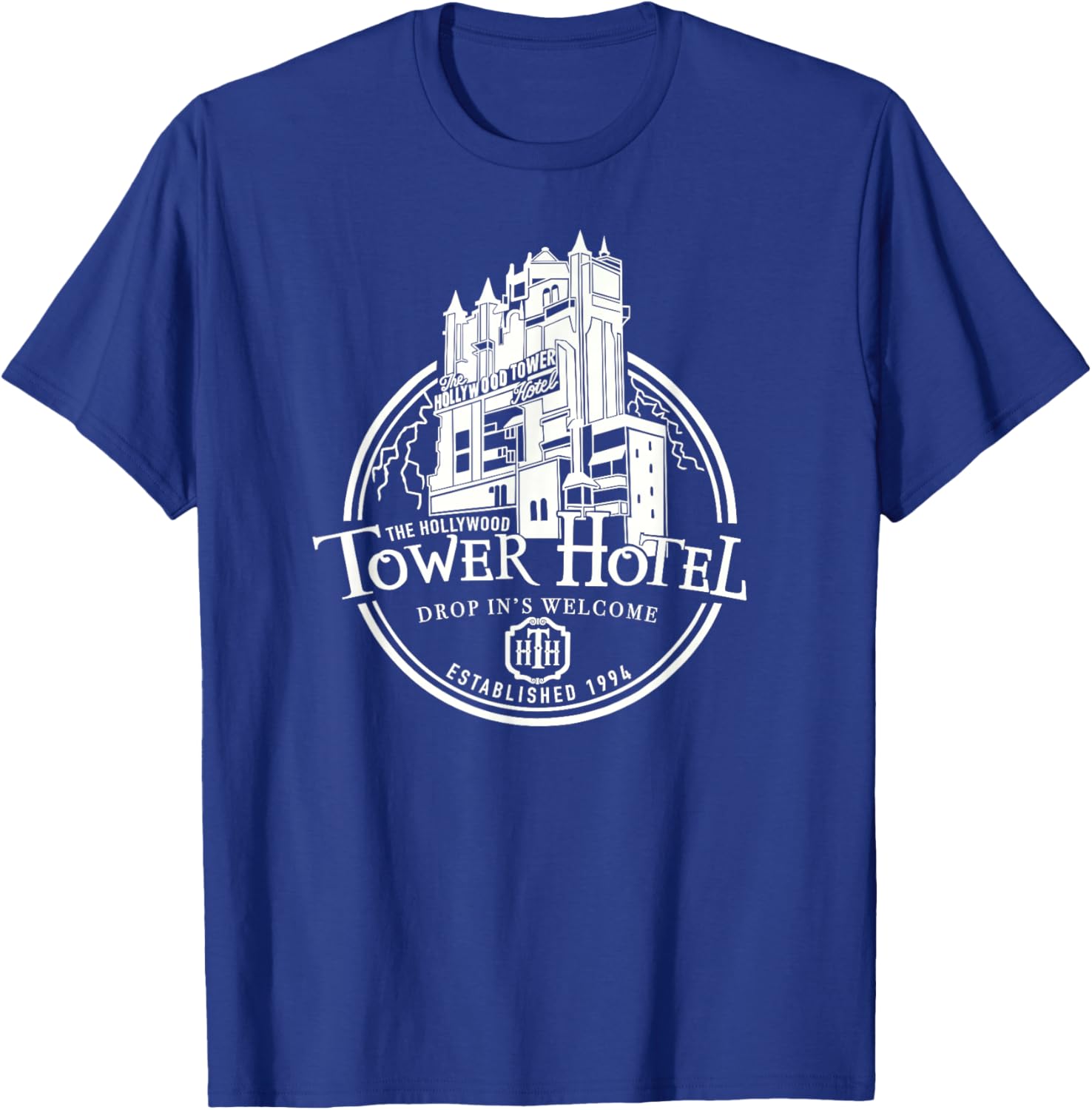 Hollywood Tower Hotel, Theme Park Ride, Drop In's Welcome T-Shirt - T-Shirt | Royal