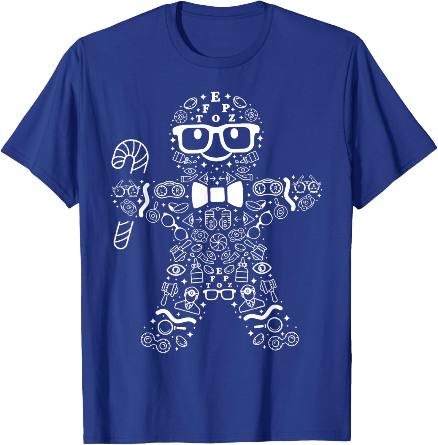 Retro Optometry Symbols Gingerbread Christmas Ophthalmology T-Shirt - T-Shirt | Royal