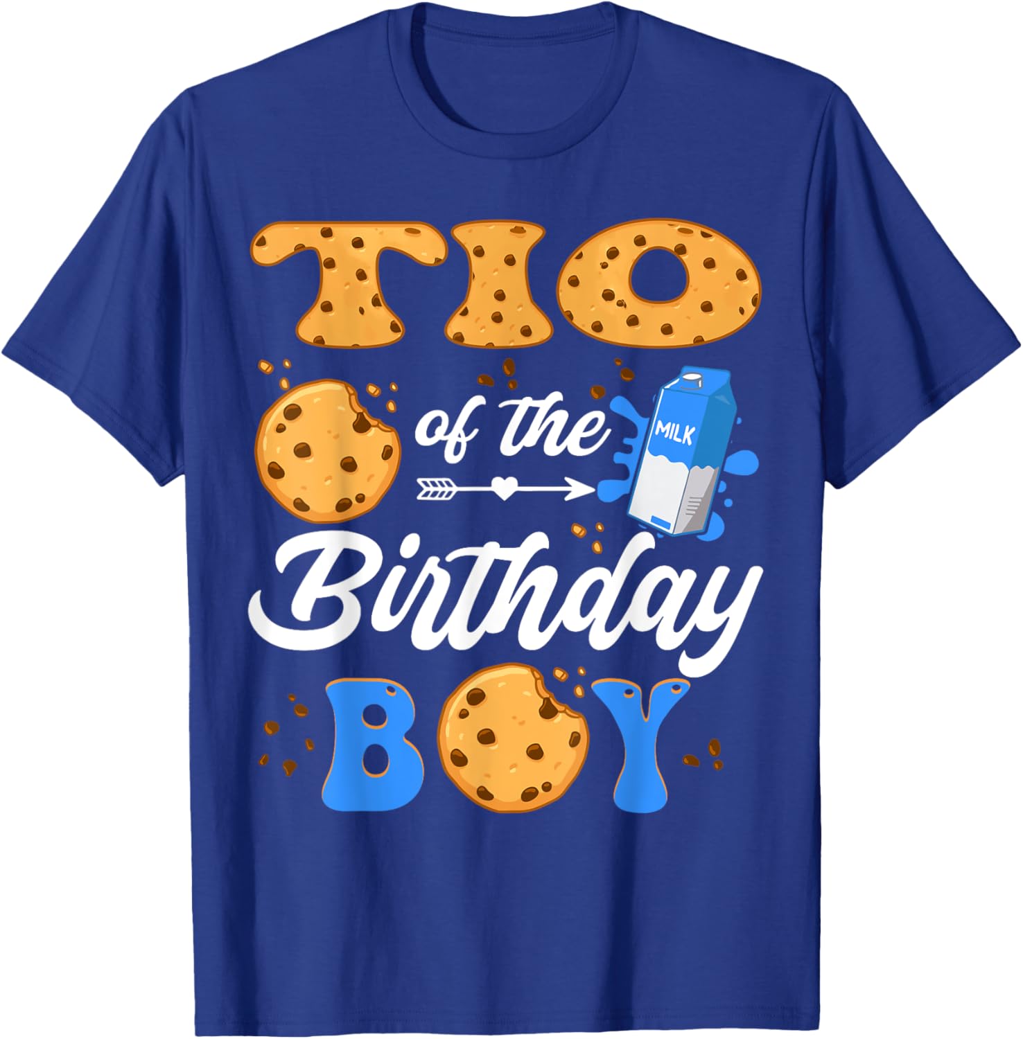 Tio Of The Birthday Boy Milk And Cookies 1St Birthday T-Shirt - T-Shirt | Royal