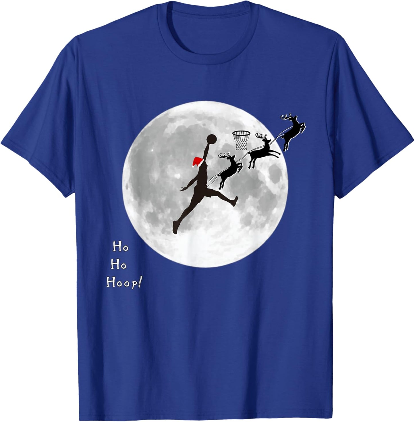 Funny Christmas Santa Basketball – Ho Ho Hoop Sports Gift T-Shirt - T-Shirt | Royal