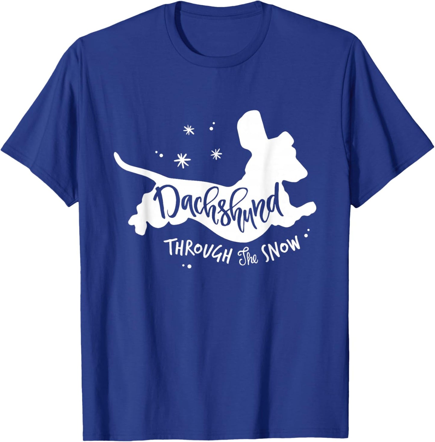 Funny Wiener Dachshund Through the Snow Dog Lovers Christmas T-Shirt - T-Shirt | Royal
