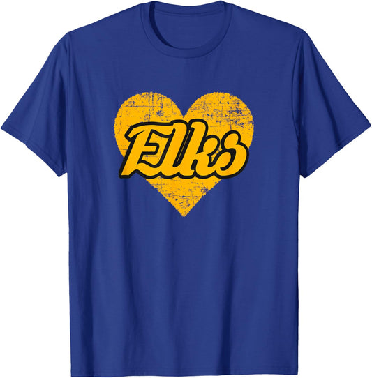 Centerville Elks Over Heart T-Shirt - T-Shirt | Royal
