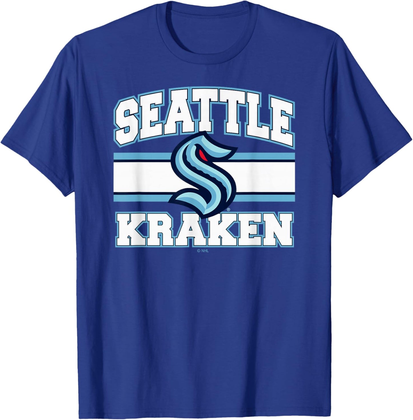 Seattle Kraken Stripe Black Officially Licensed T-Shirt - T-Shirt | Royal