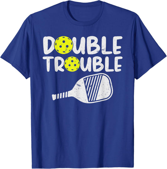 Double Pickleball Trouble Pickleball Men Women Pickleball T-Shirt - T-Shirt | Royal