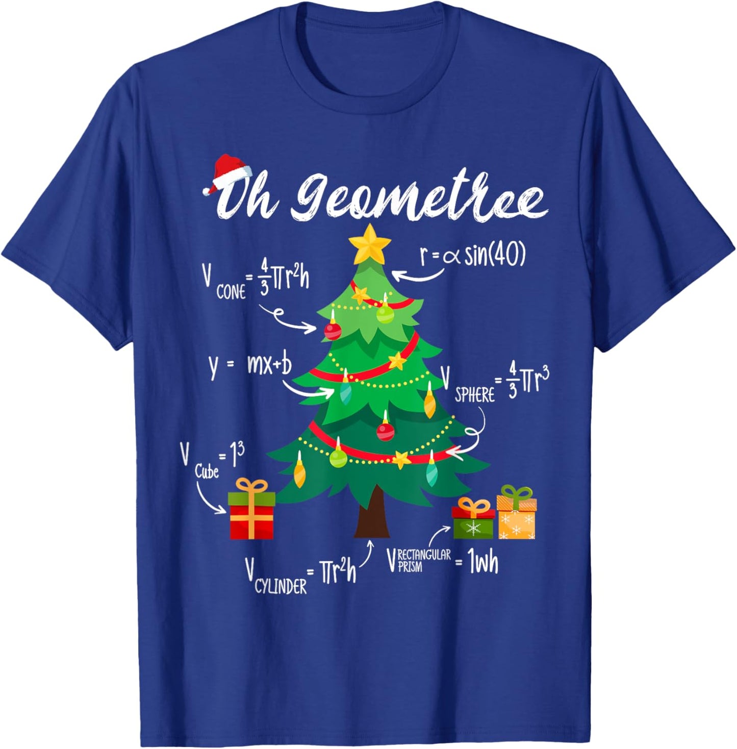 Oh Geometree Funny Christmas Tree Geometry Math Teacher Xmas T-Shirt - T-Shirt | Royal