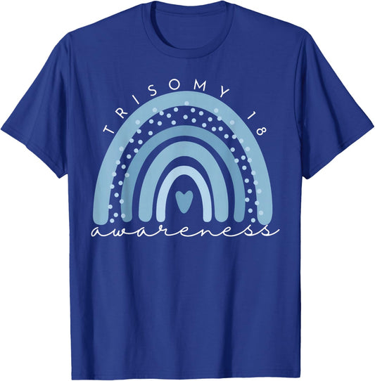 Rainbow Trisomy 18 Awareness Edwards Syndrome Support Love T-Shirt - T-Shirt | Royal