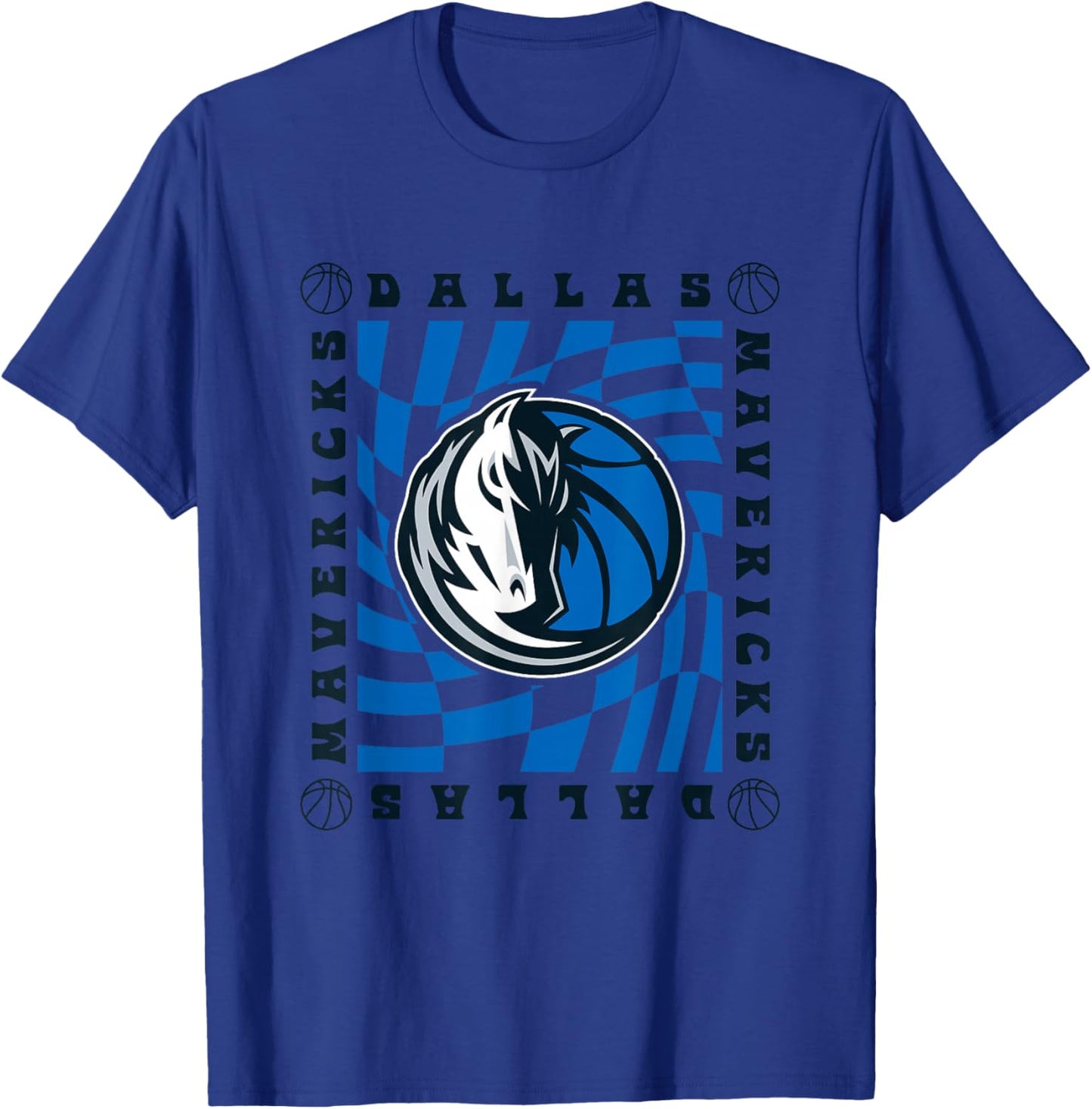 NBA Dallas Mavericks Retro Checkerboard Wave T-Shirt - T-Shirt | Royal