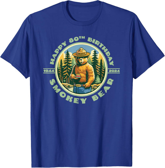 Happy 80th Birthday Smokey Bear Officially Licensed T-Shirt - T-Shirt | Royal