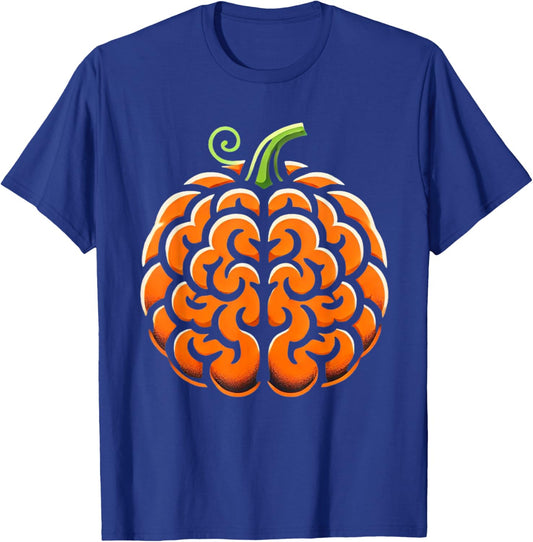Funny School Psychologist Halloween Shirt Pumpkin Brain T-Shirt - T-Shirt | Royal