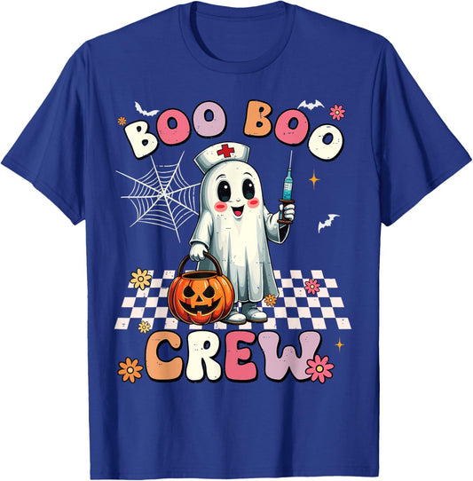 Boo Boo Crew Halloween Ghost Nurse T-Shirt - T-Shirt | Royal