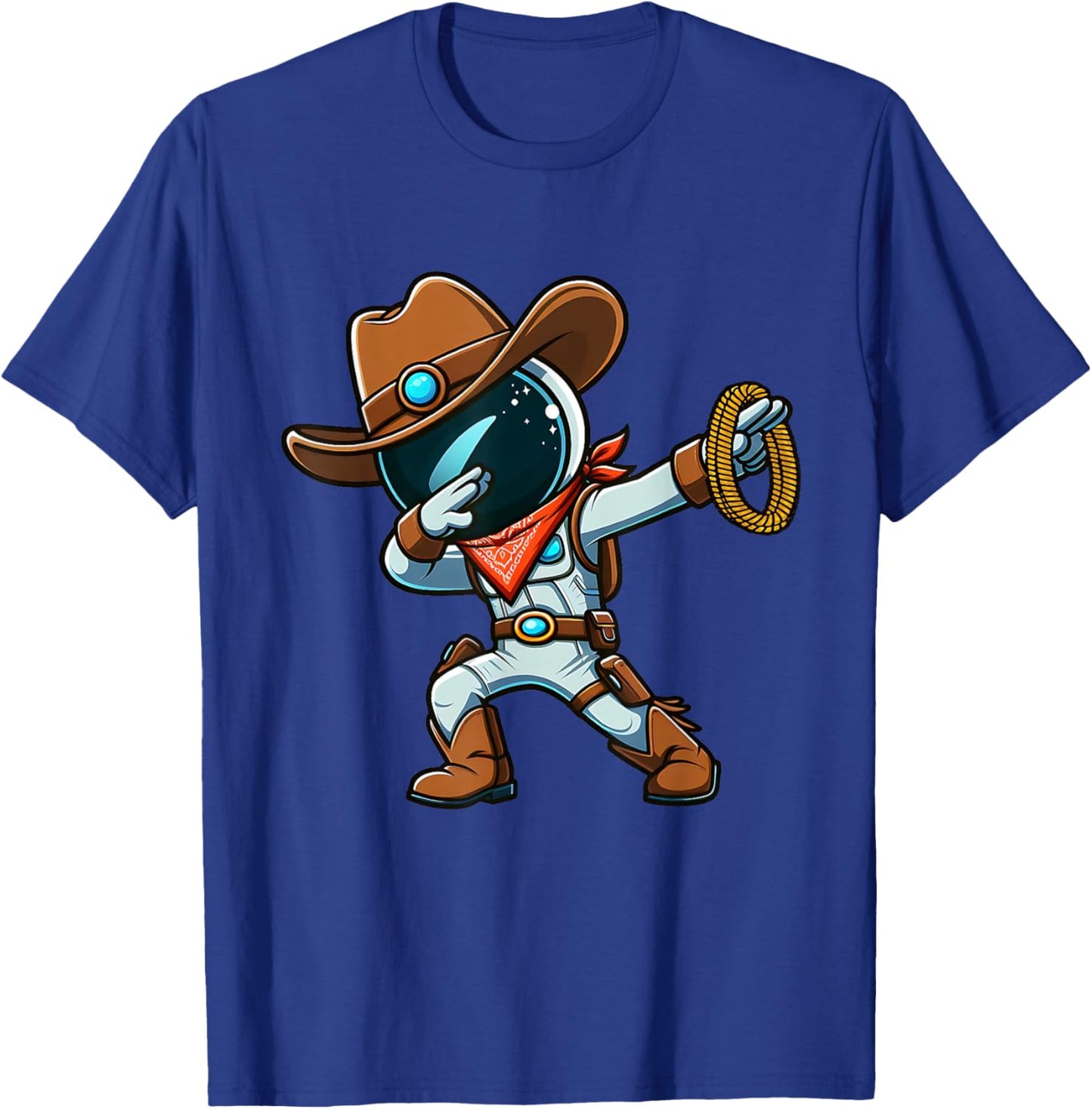 Dabbing Boys Astronaut Cowboy Space Halloween T-Shirt - T-Shirt | Royal