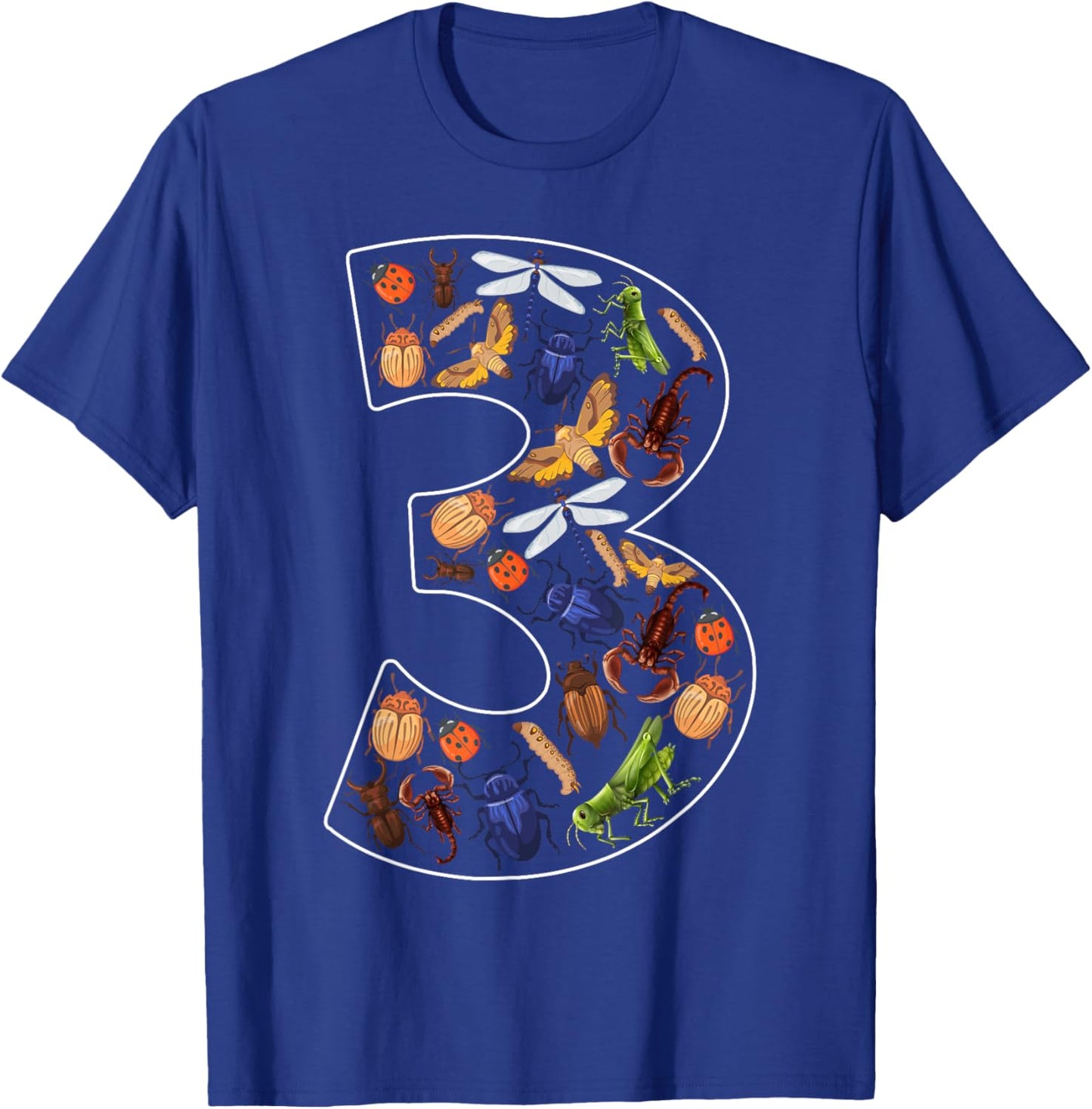 Toddler 3rd Birthday Bugs Insects Beetles Kids 3 Year Old T-Shirt - T-Shirt | Royal