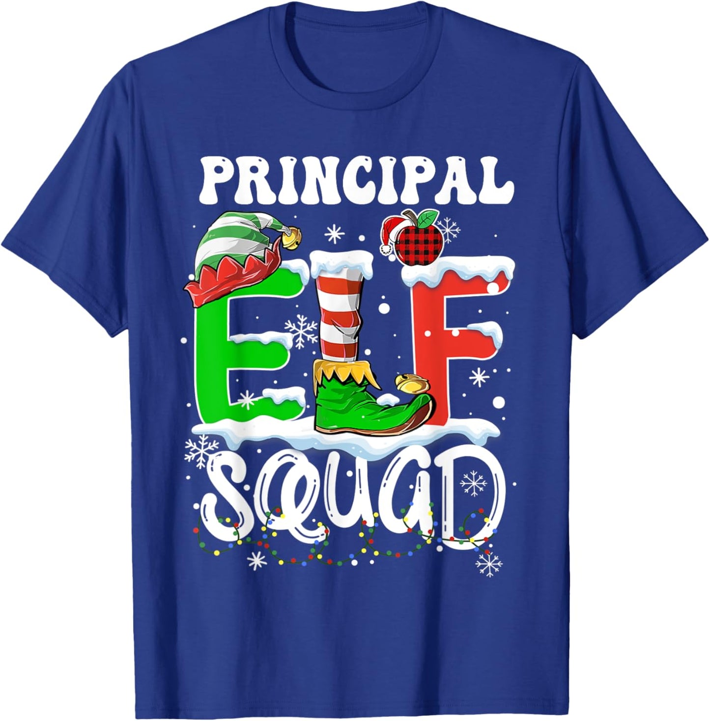 Principal ELF Squad Funny Christmas ELF Kids Teacher Group T-Shirt - T-Shirt | Royal