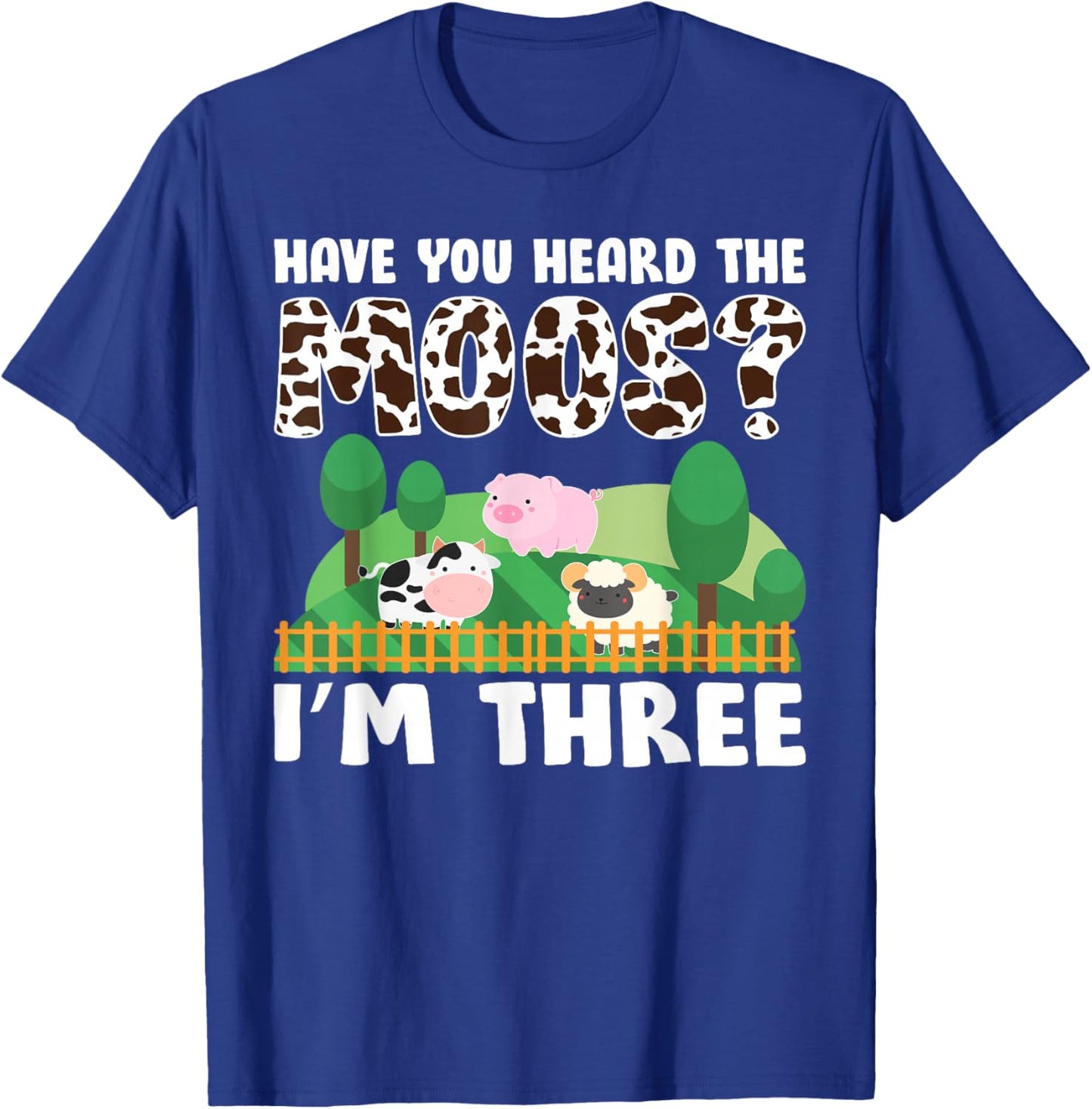 3rd Birthday 3 Year Old Farm Theme Animals Birthday Party T-Shirt - T-Shirt | Royal
