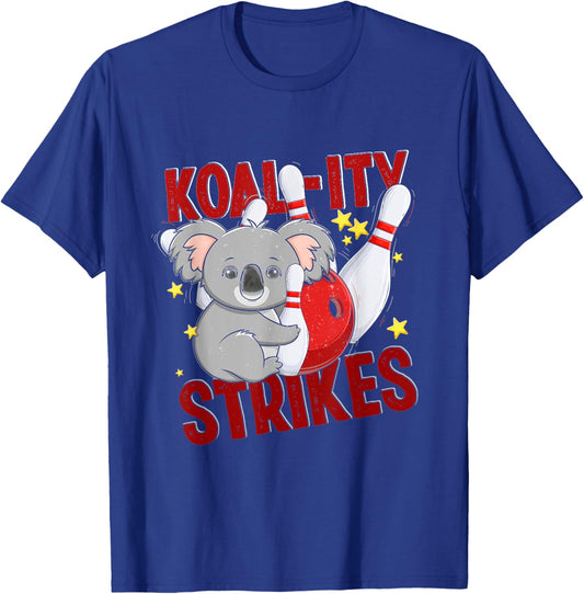 Koal-ity Strikes Koala Bowler Pun Funny Bowling Team Animal T-Shirt - T-Shirt | Royal