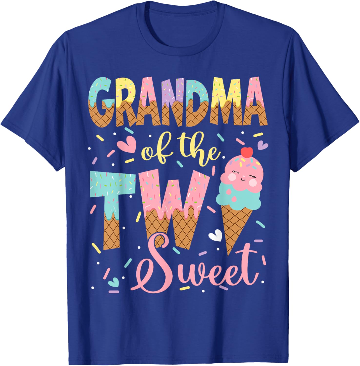 Grandma Of The Two Sweet 2Nd Birthday Girl Ice Cream T-Shirt - T-Shirt | Royal