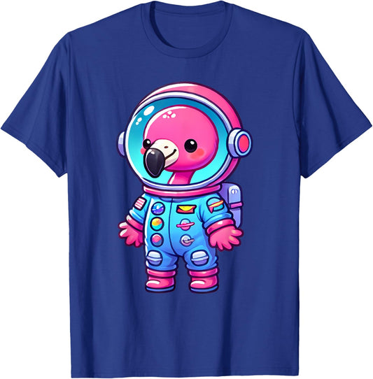 Cute Flamingo Astronaut Helmet Space Men Women Kids T-Shirt - T-Shirt | Royal