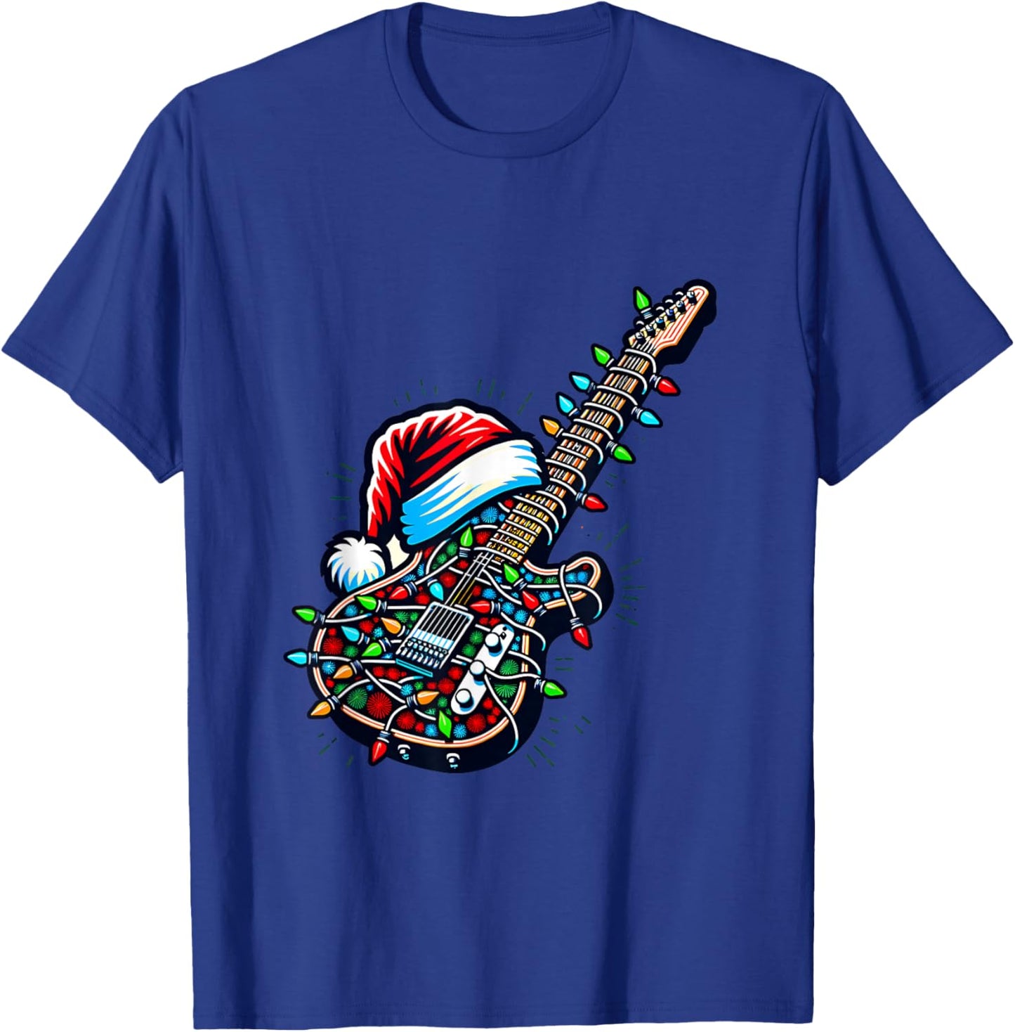 Rock & Roll Santa Xmas Guitarist Guitar Christmas Music T-Shirt - T-Shirt | Royal