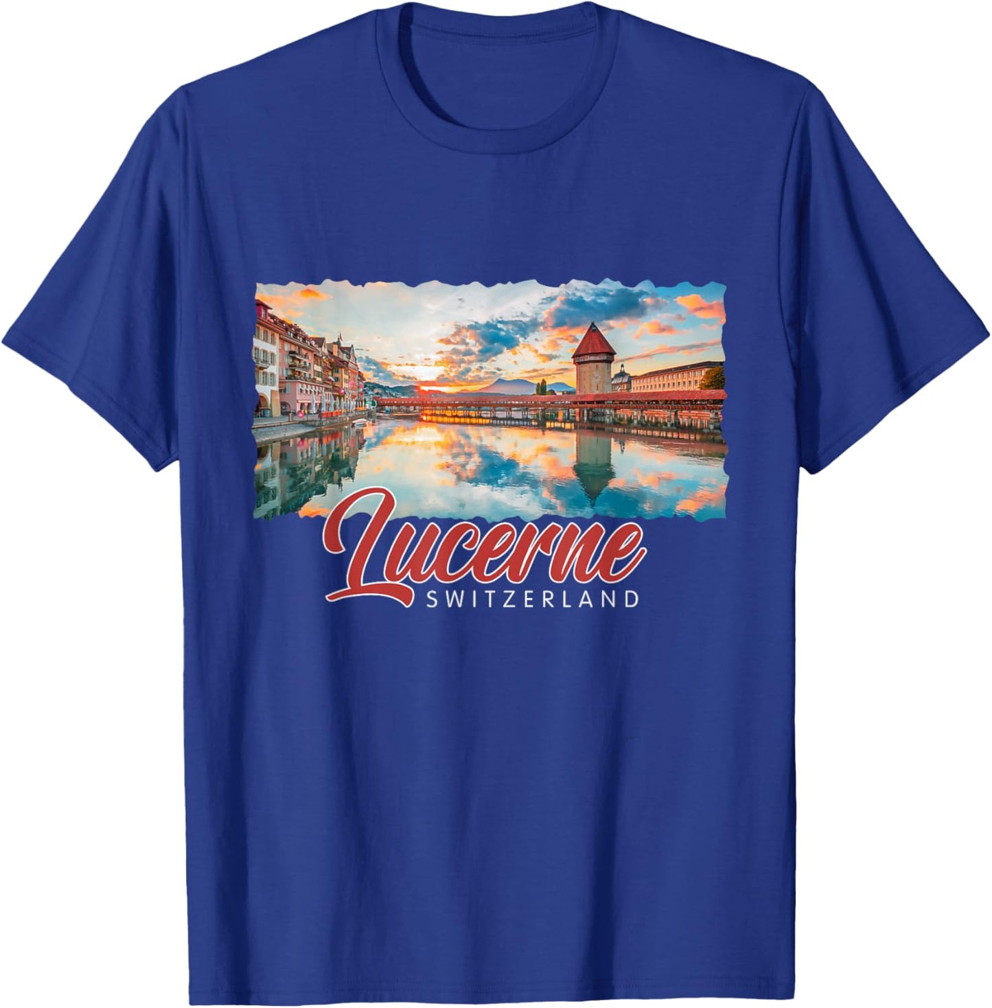 Vintage Lucerne Historic City Of Switzerland Travel Souvenir T-Shirt - T-Shirt | Royal