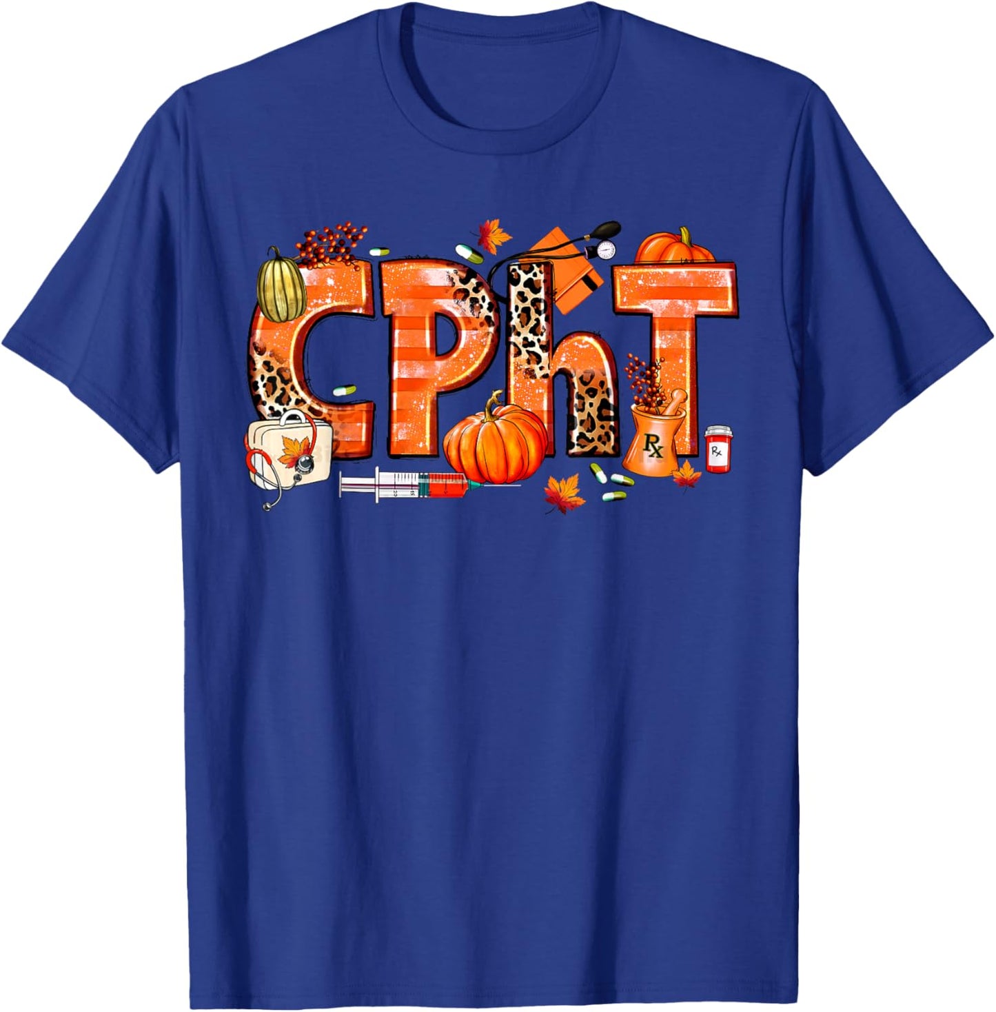 CPHT Pharmacy Technician Fall Autumn Pumpkin Thanksgiving T-Shirt - T-Shirt | Royal