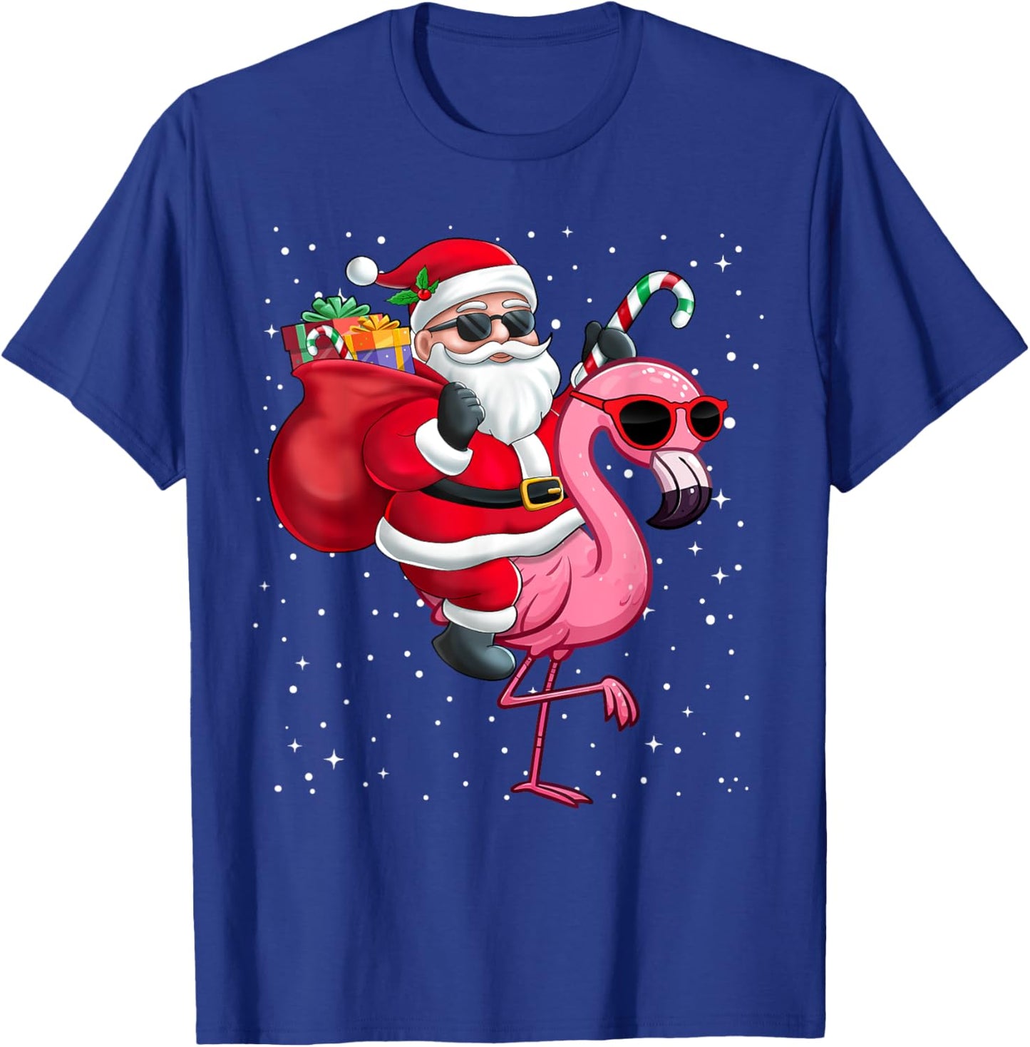 Santa Claus Riding A Flamingo Christmas Boy Girl Kids T-Shirt - T-Shirt | Royal