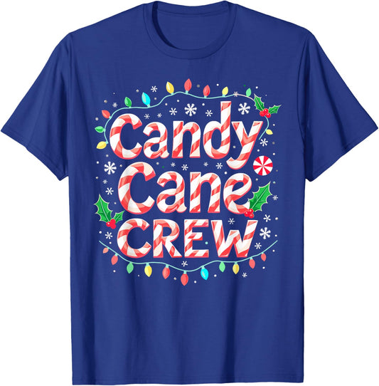 Candy Cane Crew Christmas Lights Funny Xmas Party T-Shirt - T-Shirt | Royal
