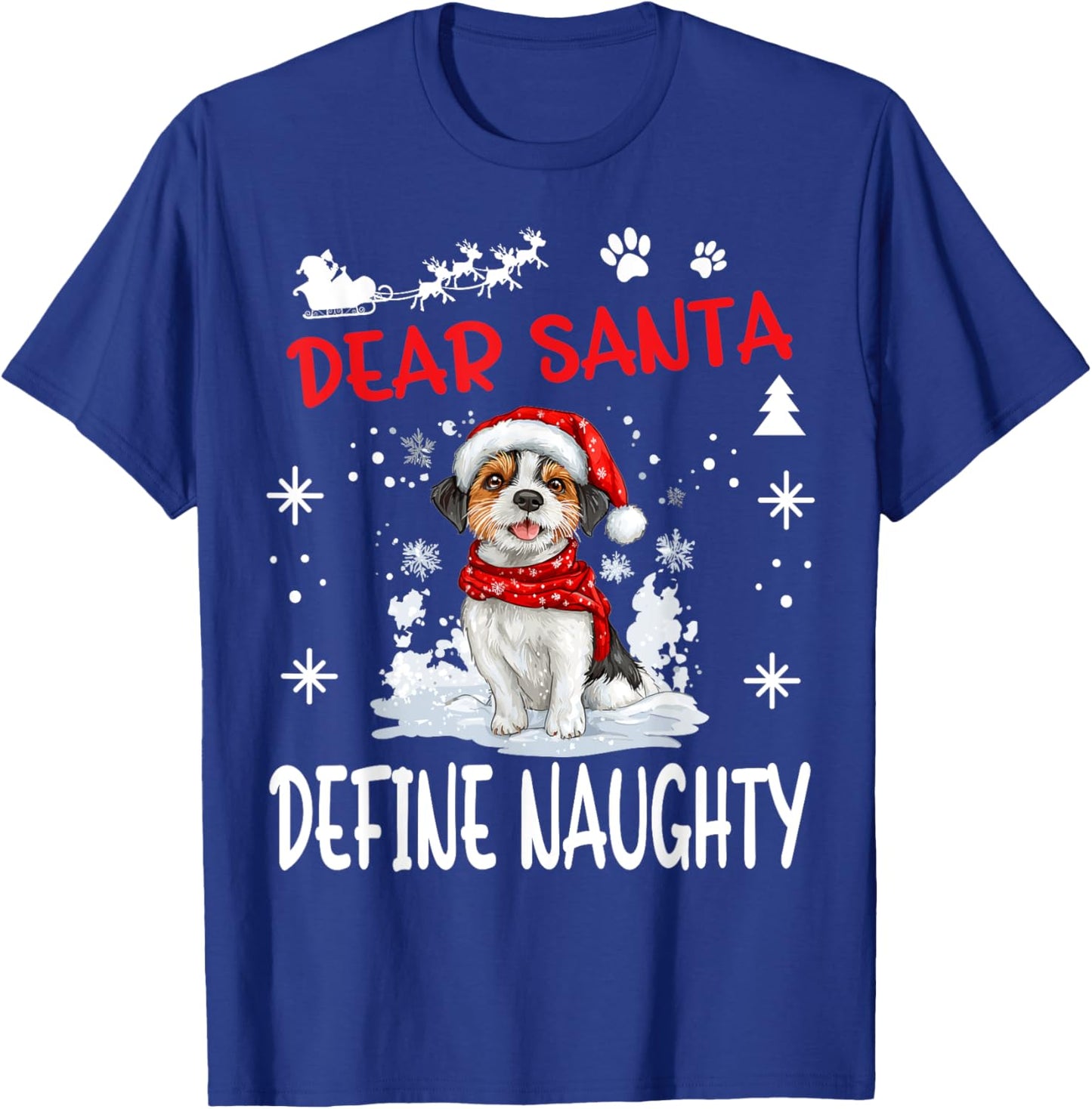 Cute Russell Terrier Dog Christmas Dear Santa Define Naughty T-Shirt - T-Shirt | Royal