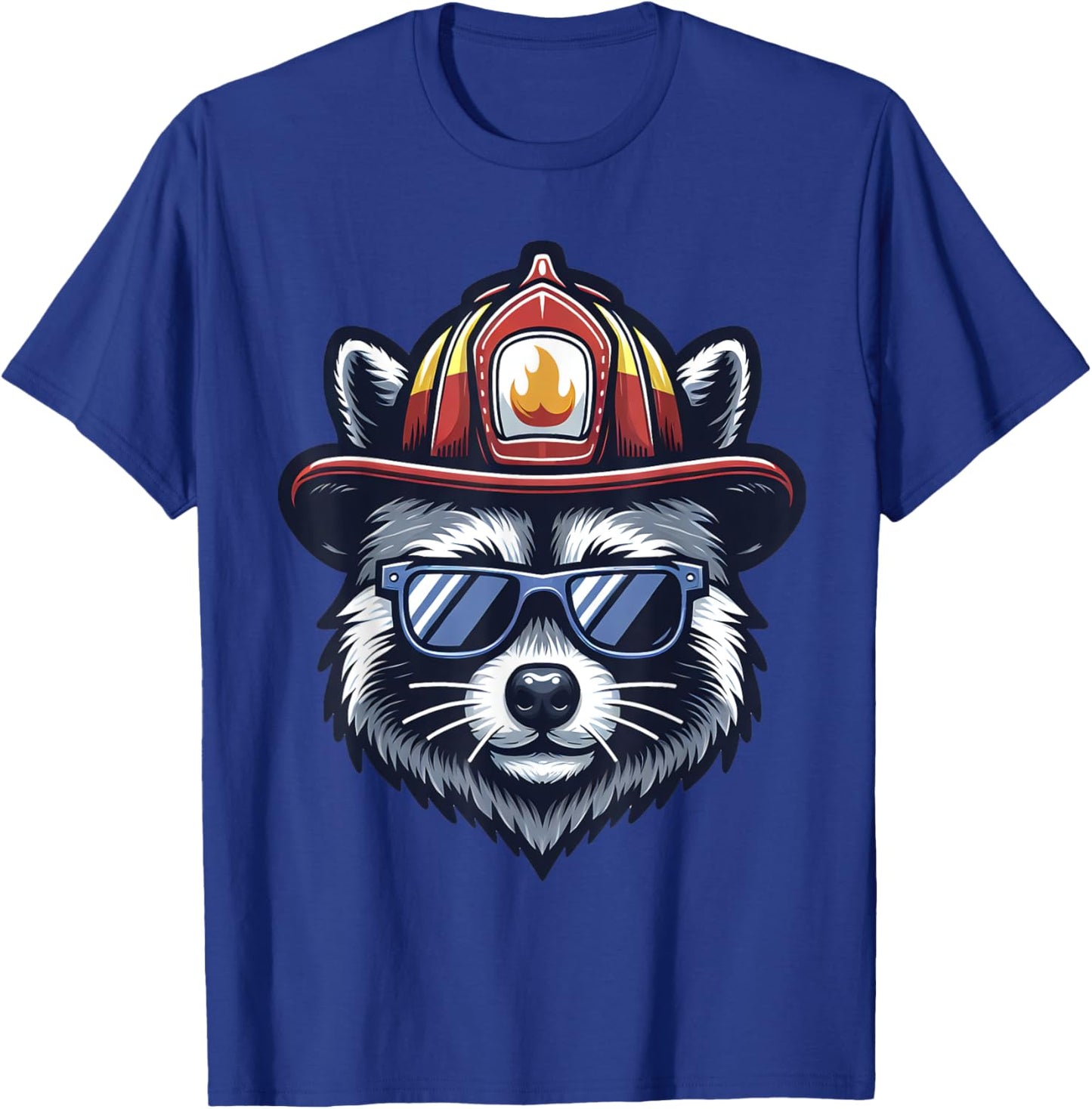 Firefighter Raccoon Funny Fire department T-Shirt - T-Shirt | Royal
