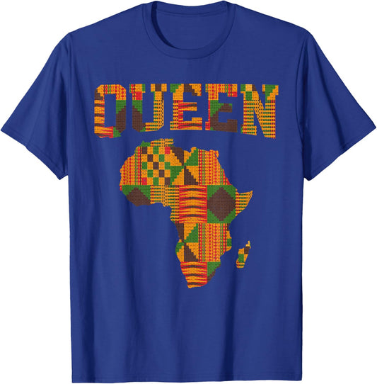African Queen Art Girls Kente Cloth African Print T-Shirt - T-Shirt | Royal