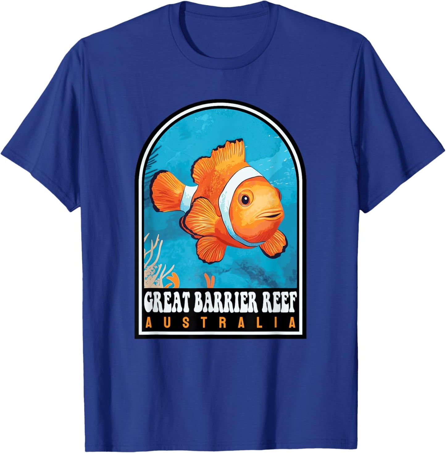 Great Barrier Reef Australia Clownfish Retro Travel T-Shirt - T-Shirt | Royal