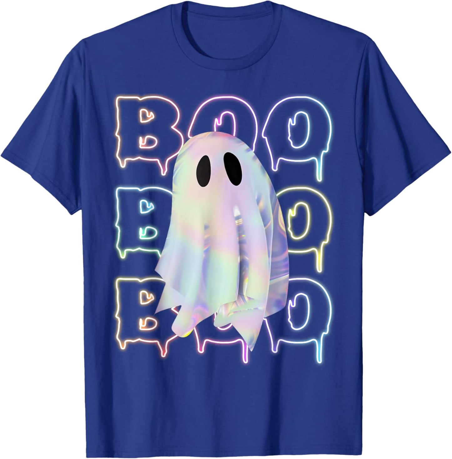 Funny Boo Cute Ghost Neon Halloween Costume boy kids girl T-Shirt - T-Shirt | Royal