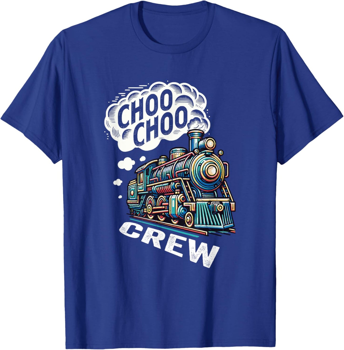 Choo Choo Crew Vintage Railroad Train Locomotive Kids T-Shirt - T-Shirt | Royal
