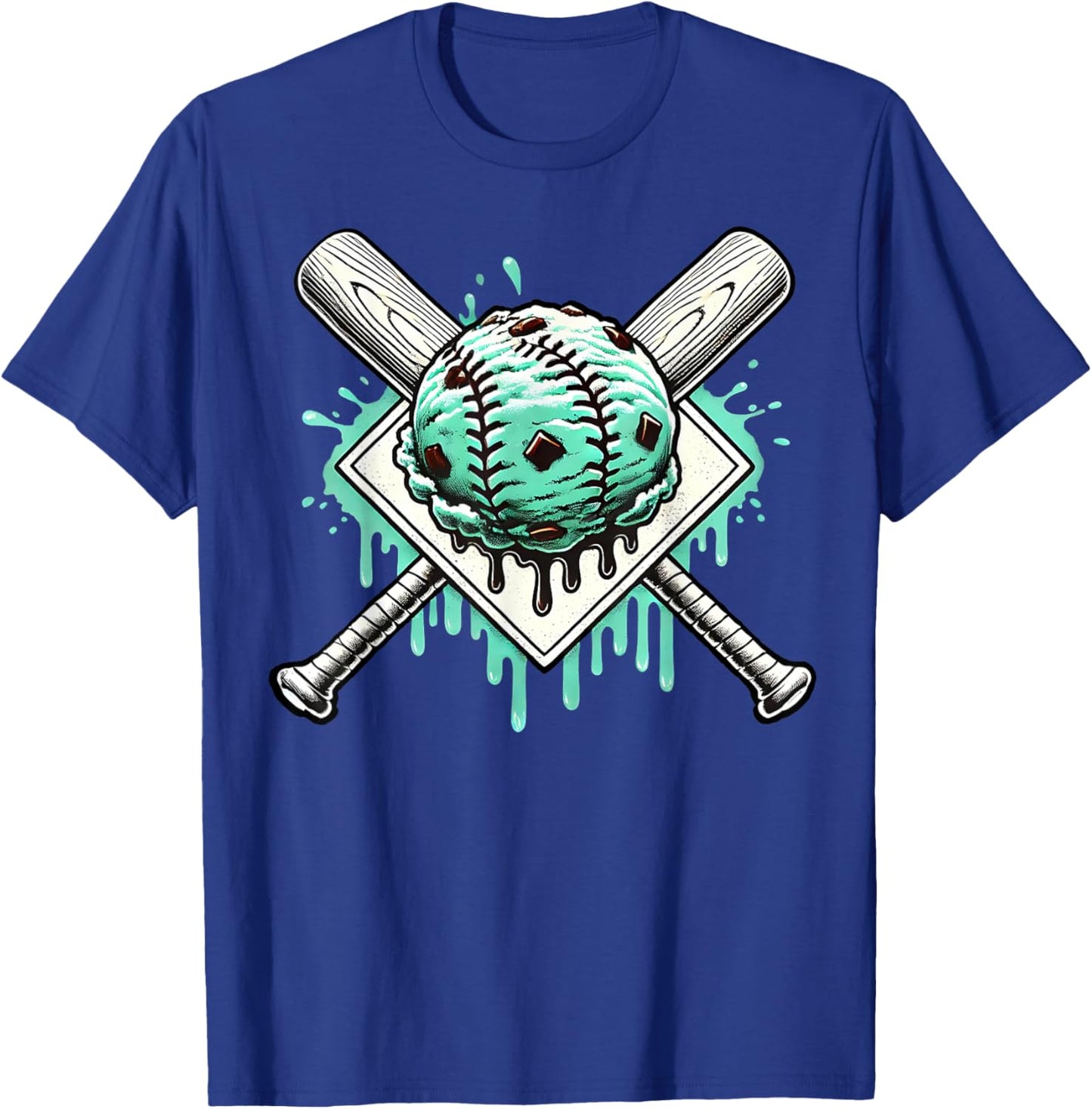 Baseball Home Plate Drip Boys Mint Chocolate Chip Spinkle T-Shirt - T-Shirt | Royal