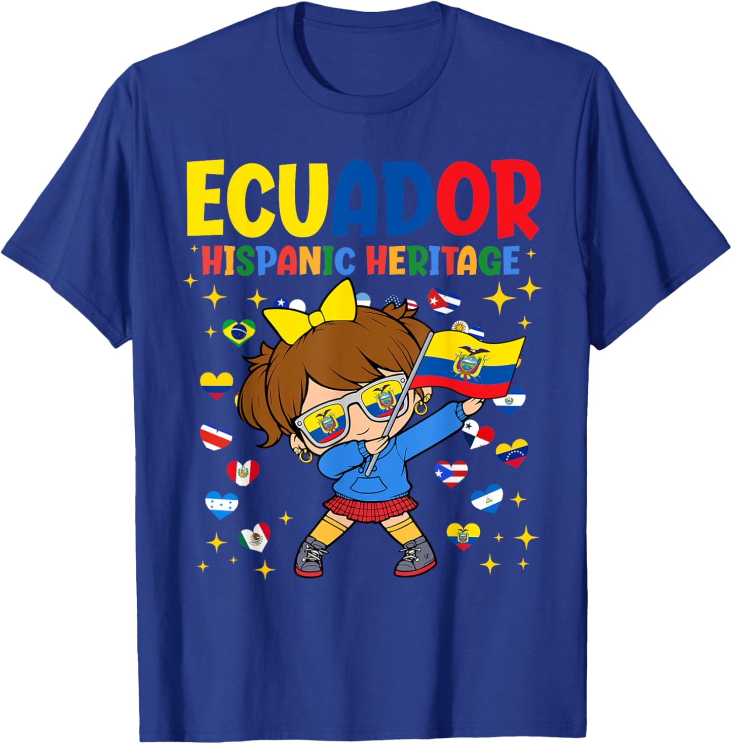Hispanic Heritage Month Ecuador Flag Ecuadorian Girl Kids T-Shirt - T-Shirt | Royal