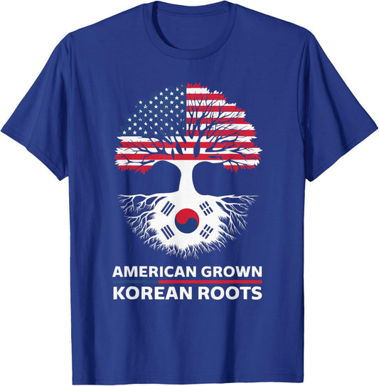 Half American Half Korean USA Flag South Korea America T-Shirt - T-Shirt | Royal