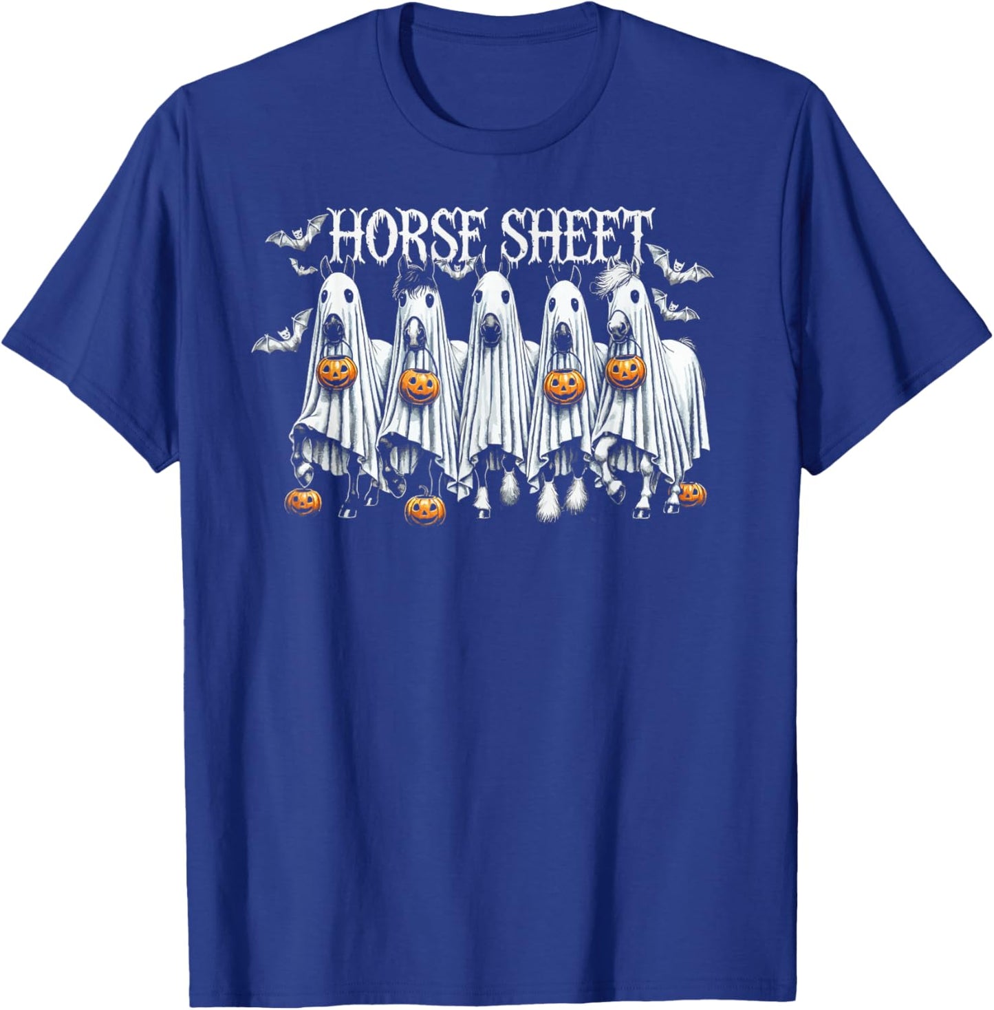 Horse Sheet Funny Ghost Horses Pumpkin Halloween Costume T-Shirt - T-Shirt | Royal