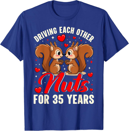 Couples Married 35 Year Funny 35th Wedding Anniversary T-Shirt - T-Shirt | Royal