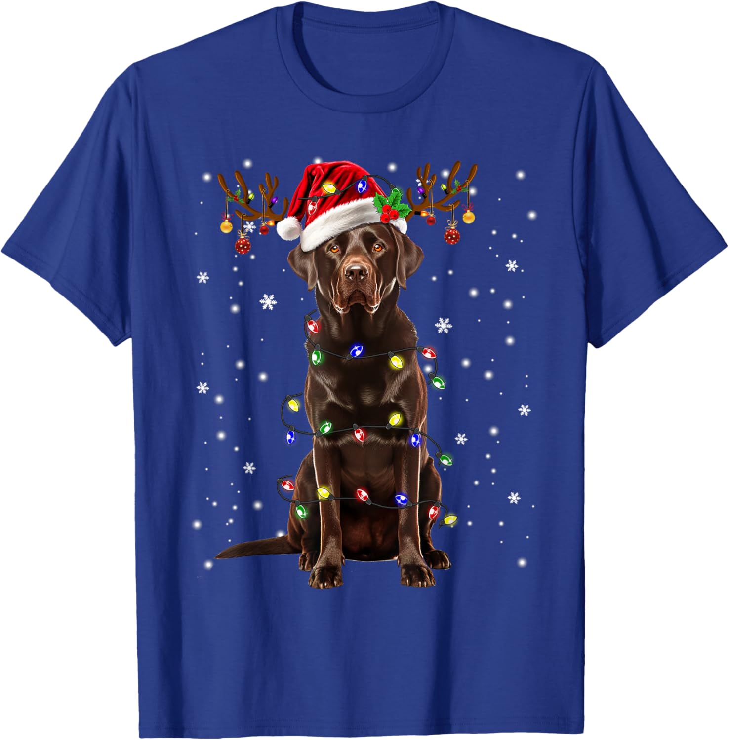 Chocolate Lab Labrador Christmas Tree Light Pajama Dog Xmas T-Shirt - T-Shirt | Royal