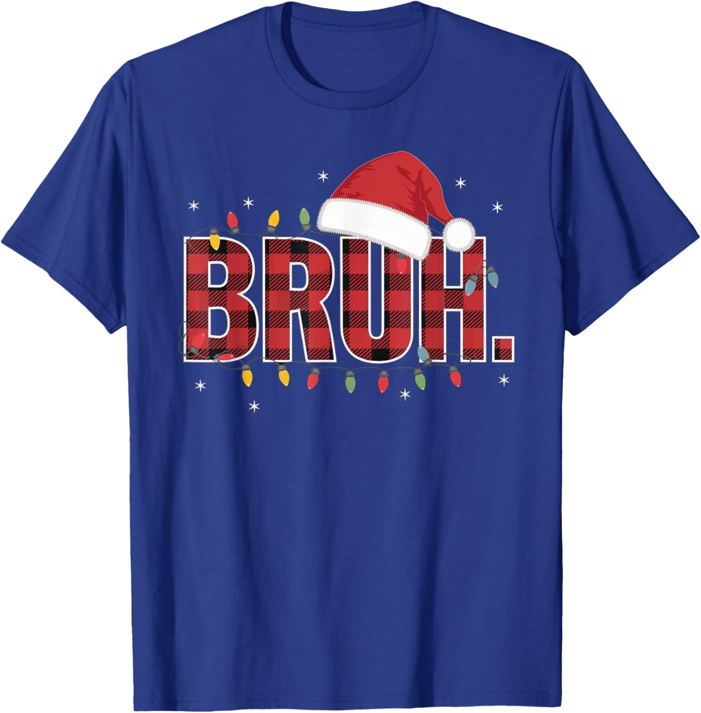 Bruh Funny Christmas Plaid Teens Boys Kids Xmas Pajamas T-Shirt - T-Shirt | Royal