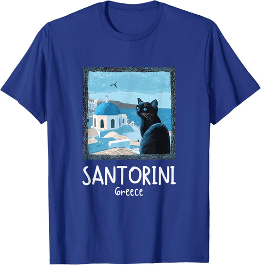 Santorini Souvenir Store -Adults Santorini Black Classic Fit Short Sleeve Small T-Shirt - T-Shirt | Royal