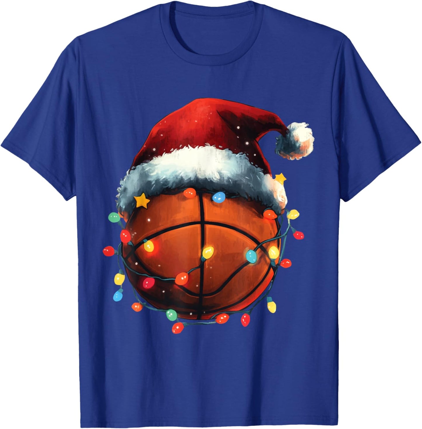 Basketball Player Xmas Santa Hat Basketball Funny Christmas T-Shirt - T-Shirt | Royal