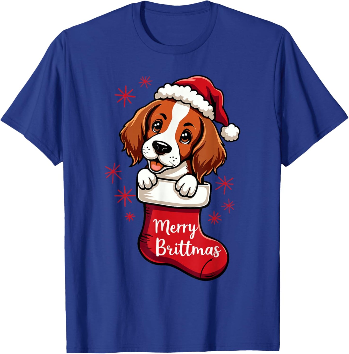 Brittany spaniel Dog Christmas 2024 Funny T-Shirt - T-Shirt | Royal
