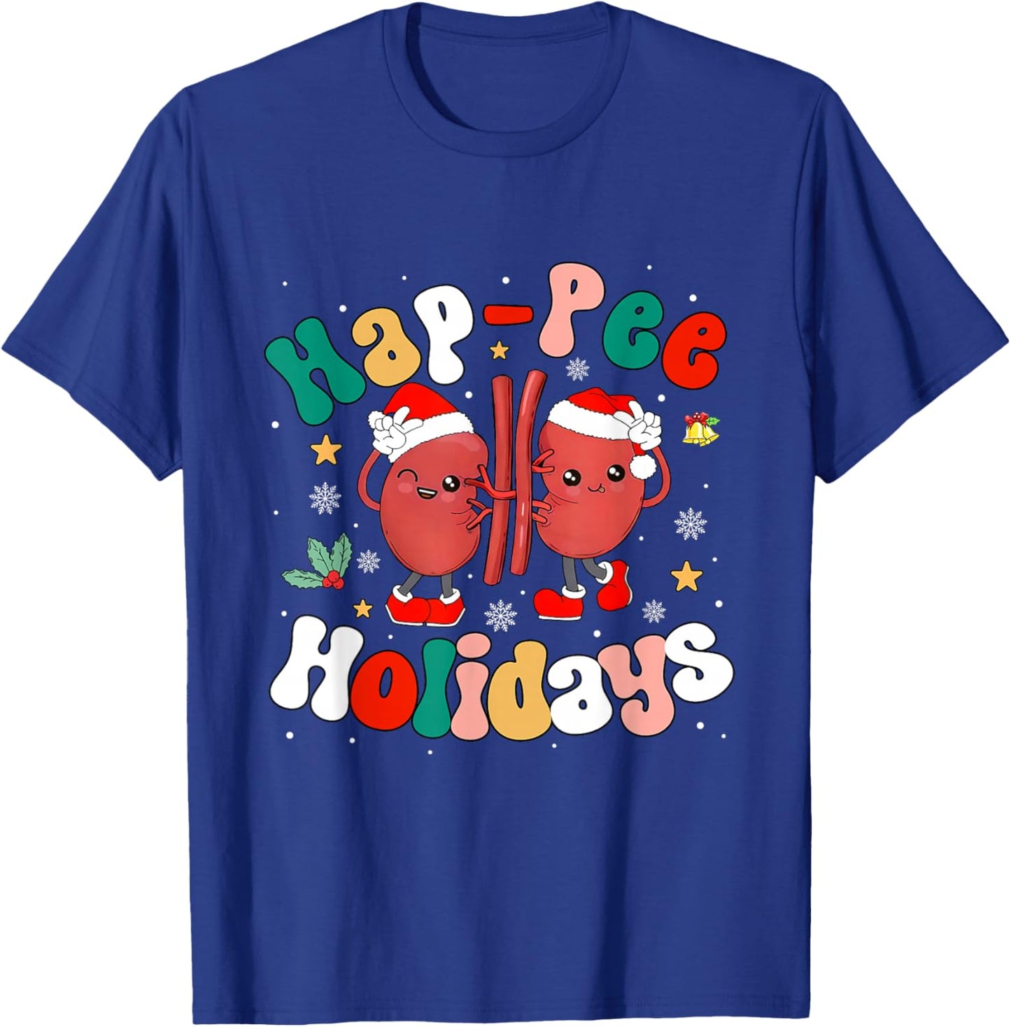 Hap-Pee Holiday Christmas Santa Kidney Nephrology Technician T-Shirt - T-Shirt | Royal