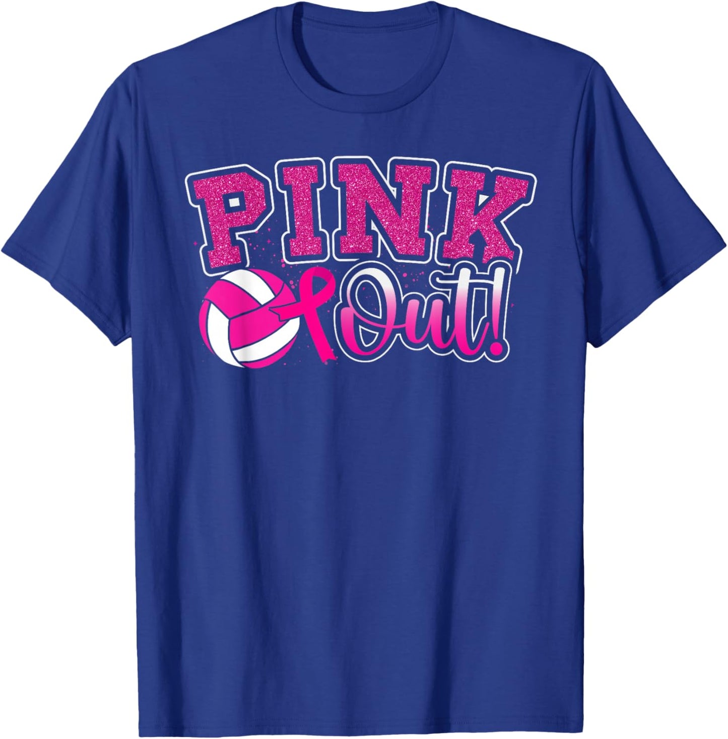 Pink Out Tackle Breast Cancer Awareness Volleyball Men Women T-Shirt - T-Shirt | Royal