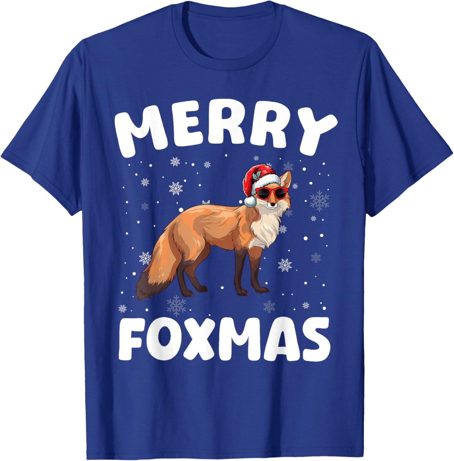 Merry Christmas Fox Merry Foxmas Funny Boy Girl Kids T-Shirt - T-Shirt | Royal