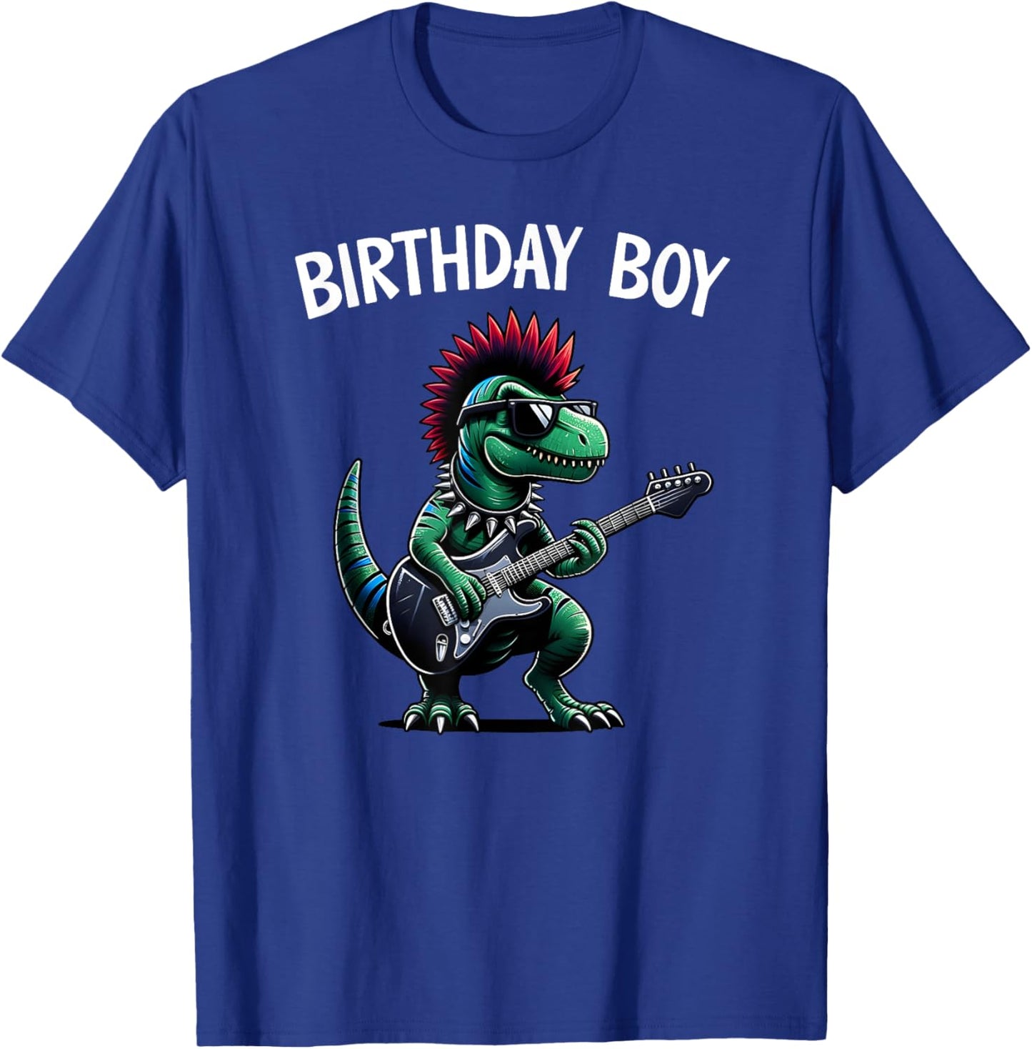 Kids Rock Birthday Boy, Punk Dinosaur, Rock'n Roll Dino Bday T-Shirt - T-Shirt | Royal